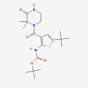 Tert-butyl 5-tert-butyl-3-(2,2-dimethyl-3-oxopiperazine-1-carbonyl)thiophen-2-ylcarbamate