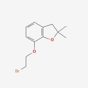 molecular formula C12H15BrO2 B15357146 7-(2-bromoethoxy)-2,2-dimethyl-3H-1-benzofuran 