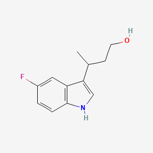 molecular formula C12H14FNO B15357195 3-(5-fluoro-1H-indol-3-yl)butan-1-ol 