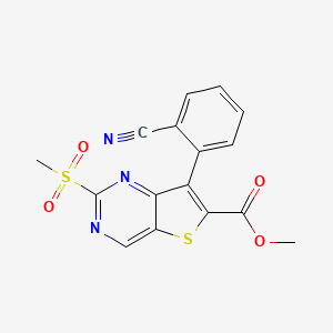 molecular formula C16H11N3O4S2 B15357466 Methyl 7-(2-cyanophenyl)-2-methylsulfonylthieno[3,2-d]pyrimidine-6-carboxylate 