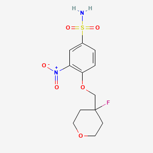 molecular formula C12H15FN2O6S B15357513 4-[(4-Fluorooxan-4-yl)methoxy]-3-nitrobenzenesulfonamide 