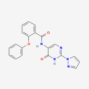 N-(6-oxo-2-(1H-pyrazol-1-yl)-1,6-dihydropyrimidin-5-yl)-2-phenoxybenzamide