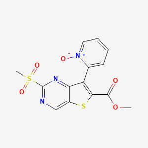 molecular formula C14H11N3O5S2 B15357881 Methyl 2-methylsulfonyl-7-(1-oxidopyridin-1-ium-2-yl)thieno[3,2-d]pyrimidine-6-carboxylate 