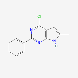 molecular formula C13H10ClN3 B15357918 4-chloro-6-methyl-2-phenyl-7H-pyrrolo[2,3-d]pyrimidine 