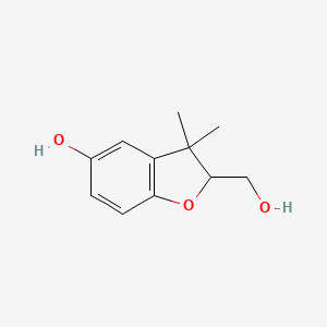 molecular formula C11H14O3 B15357996 2-(hydroxymethyl)-3,3-dimethyl-2H-1-benzofuran-5-ol 