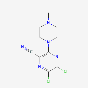 molecular formula C10H11Cl2N5 B15358010 5,6-Dichloro-3-(4-methylpiperazin-1-yl)pyrazine-2-carbonitrile CAS No. 90601-44-8