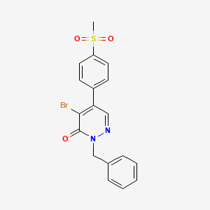 molecular formula C18H15BrN2O3S B15358191 2-Benzyl-4-bromo-5-(4-methylsulfonylphenyl)pyridazin-3-one 