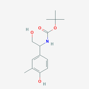 molecular formula C14H21NO4 B15358228 tert-butyl N-[2-hydroxy-1-(4-hydroxy-3-methylphenyl)ethyl]carbamate 