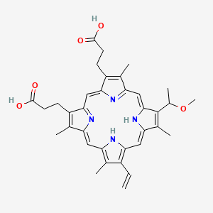 molecular formula C35H38N4O5 B15358658 3-[18-(2-Carboxyethyl)-8-ethenyl-13-(1-methoxyethyl)-3,7,12,17-tetramethyl-22,23-dihydroporphyrin-2-yl]propanoic acid 