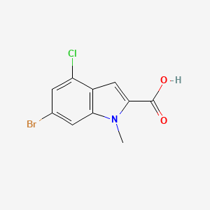 molecular formula C10H7BrClNO2 B15358881 6-Bromo-4-chloro-1-methyl-1H-indole-2-carboxylic acid 