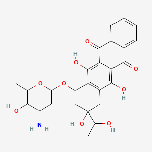 molecular formula C26H29NO9 B15358933 7-(4-amino-5-hydroxy-6-methyloxan-2-yl)oxy-6,9,11-trihydroxy-9-(1-hydroxyethyl)-8,10-dihydro-7H-tetracene-5,12-dione 