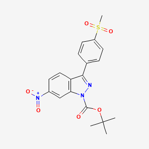 molecular formula C19H19N3O6S B15359187 3-(4-methanesulfonyl-phenyl)-6-nitro-indazole-1-carboxylic Acid Tert-Butyl Ester 