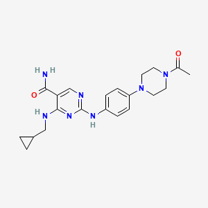 molecular formula C21H27N7O2 B15359335 2-[4-(4-acetylpiperazin-1-yl)anilino]-4-(cyclopropylmethylamino)pyrimidine-5-carboxamide 