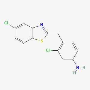 molecular formula C14H10Cl2N2S B15359467 3-Chloro-4-[(5-chloro-1,3-benzothiazol-2-yl)methyl]aniline 