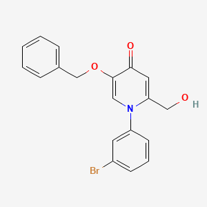 molecular formula C19H16BrNO3 B15359552 1-(3-Bromophenyl)-2-(hydroxymethyl)-5-phenylmethoxypyridin-4-one 