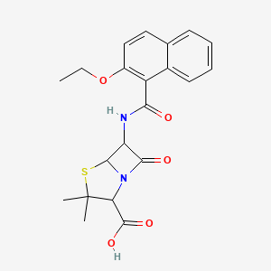 molecular formula C21H22N2O5S B15359562 4-Thia-1-azabicyclo[3.2.0]heptane-2-carboxylic acid, 6-[[(2-ethoxy-1-naphthalenyl)carbonyl]amino]-3,3-dimethyl-7-oxo-, [2S-(2alpha,5alpha,6beta)]- 