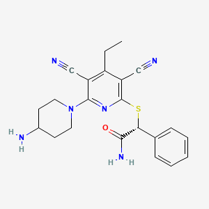 molecular formula C22H24N6OS B15359747 (2R)-2-{[6-(4-aminopiperidin-1-yl)-3,5-dicyano-4-ethylpyridin-2-yl]sulfanyl}-2-phenylacetamide 