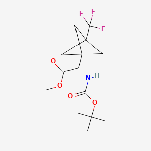 molecular formula C14H20F3NO4 B15359929 Methyl 2-(tert-butoxycarbonylamino)-2-[3-(trifluoromethyl)-1-bicyclo[1.1.1]pentanyl]acetate 