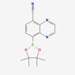 molecular formula C15H16BN3O2 B15360062 8-(4,4,5,5-Tetramethyl-1,3,2-dioxaborolan-2-yl)quinoxaline-5-carbonitrile 