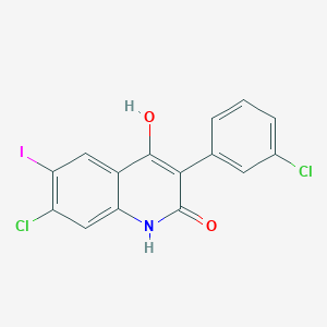 7-chloro-3-(3-chlorophenyl)-4-hydroxy-6-iodo-1H-quinolin-2-one