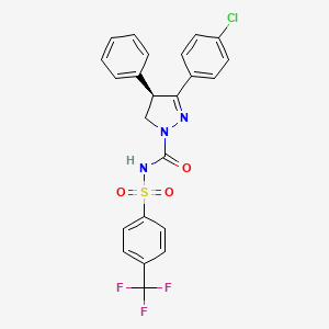 molecular formula C23H17ClF3N3O3S B15360240 (4R)-5-(4-chlorophenyl)-4-phenyl-N-[4-(trifluoromethyl)phenyl]sulfonyl-3,4-dihydropyrazole-2-carboxamide 