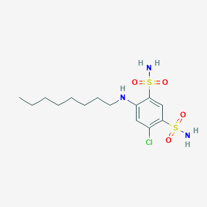 molecular formula C14H24ClN3O4S2 B15360260 4-Chloro-6-(octylamino)benzene-1,3-disulfonamide 