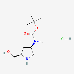 molecular formula C11H23ClN2O3 B15360352 tert-butyl N-[(3R,5R)-5-(hydroxymethyl)pyrrolidin-3-yl]-N-methyl-carbamate;hydrochloride 