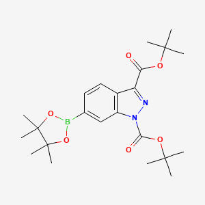 molecular formula C23H33BN2O6 B15360382 Ditert-butyl 6-(4,4,5,5-tetramethyl-1,3,2-dioxaborolan-2-YL)indazole-1,3-dicarboxylate 