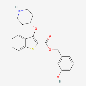 (3-Hydroxyphenyl)methyl 3-piperidin-4-yloxy-1-benzothiophene-2-carboxylate