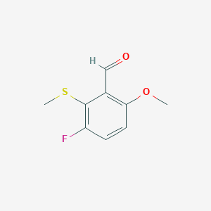 molecular formula C9H9FO2S B15360500 3-Fluoro-6-methoxy-2-(methylthio)benzaldehyde 