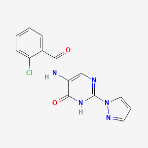 2-chloro-N-(6-oxo-2-(1H-pyrazol-1-yl)-1,6-dihydropyrimidin-5-yl)benzamide