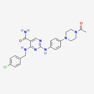 2-[4-(4-Acetylpiperazin-1-yl)anilino]-4-[(4-chlorophenyl)methylamino]pyrimidine-5-carboxamide