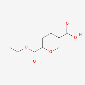 molecular formula C9H14O5 B15360516 6-Ethoxycarbonyltetrahydropyran-3-carboxylic acid 