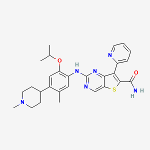 2-[5-Methyl-4-(1-methylpiperidin-4-yl)-2-propan-2-yloxyanilino]-7-pyridin-2-ylthieno[3,2-d]pyrimidine-6-carboxamide