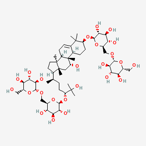 (2R,3S,4S,5R,6R)-2-(hydroxymethyl)-6-[[(2R,3S,4S,5R,6R)-3,4,5-trihydroxy-6-[[(3S,8R,9R,10R,11R,13R,14S,17R)-11-hydroxy-17-[(2R,5R)-6-hydroxy-6-methyl-5-[(2S,3R,4S,5S,6R)-3,4,5-trihydroxy-6-[[(2R,3R,4S,5S,6R)-3,4,5-trihydroxy-6-(hydroxymethyl)oxan-2-yl]oxymethyl]oxan-2-yl]oxyheptan-2-yl]-4,4,9,13,14-pentamethyl-2,3,7,8,10,11,12,15,16,17-decahydro-1H-cyclopenta[a]phenanthren-3-yl]oxy]oxan-2-yl]methoxy]oxane-3,4,5-triol