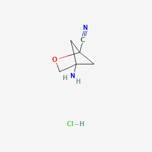 molecular formula C6H9ClN2O B15362286 4-Amino-2-oxabicyclo[2.1.1]hexane-1-carbonitrile;hydrochloride 