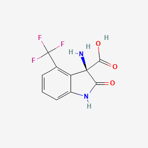 molecular formula C10H7F3N2O3 B15362418 (3R)-3-amino-2-oxo-4-(trifluoromethyl)-1H-indole-3-carboxylic acid 