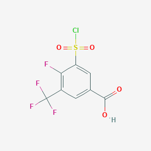 molecular formula C8H3ClF4O4S B15362436 4-Fluoro-3-(trifluoromethyl)-5-chlorosulfonyl) benzoic acid CAS No. 1263094-19-4