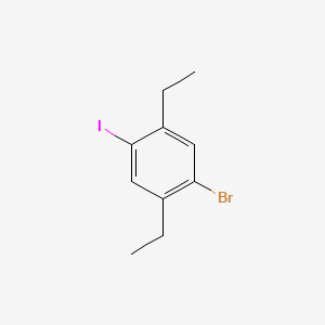 molecular formula C10H12BrI B15362480 1-Bromo-2,5-diethyl-4-iodo-benzene 