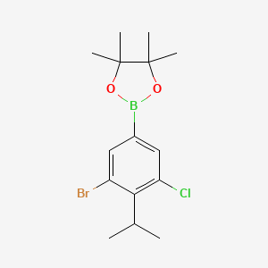 molecular formula C15H21BBrClO2 B15364208 2-(3-Bromo-5-chloro-4-isopropylphenyl)-4,4,5,5-tetramethyl-1,3,2-dioxaborolane 