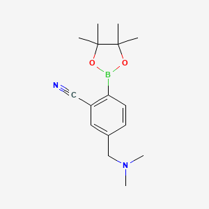 molecular formula C16H23BN2O2 B15364286 5-((Dimethylamino)methyl)-2-(4,4,5,5-tetramethyl-1,3,2-dioxaborolan-2-yl)benzonitrile 