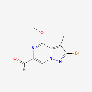 molecular formula C9H8BrN3O2 B15364287 2-Bromo-4-methoxy-3-methylpyrazolo[1,5-a]pyrazine-6-carbaldehyde 