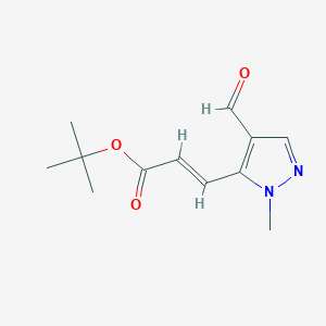 molecular formula C12H16N2O3 B15364342 Tert-butyl (E)-3-(4-formyl-2-methyl-pyrazol-3-YL)prop-2-enoate 