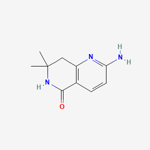 molecular formula C10H13N3O B15364395 2-Amino-7,7-dimethyl-7,8-dihydro-1,6-naphthyridin-5(6H)-one 