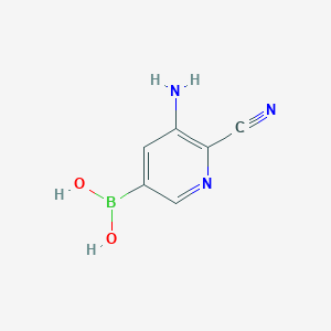 molecular formula C6H6BN3O2 B15364508 3-Amino-2-cyanopyridine-5-boronic acid 