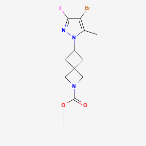 molecular formula C15H21BrIN3O2 B15364545 Tert-butyl 6-(4-bromo-3-iodo-5-methylpyrazol-1-yl)-2-azaspiro[3.3]heptane-2-carboxylate 