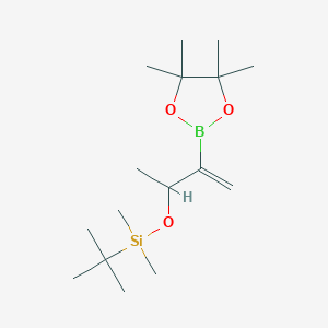 molecular formula C16H33BO3Si B15365320 tert-Butyldimethyl((3-(4,4,5,5-tetramethyl-1,3,2-dioxaborolan-2-yl)but-3-en-2-yl)oxy)silane 