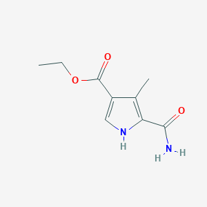 molecular formula C9H12N2O3 B15365488 Ethyl 5-carbamoyl-4-methyl-1H-pyrrole-3-carboxylate CAS No. 112381-06-3