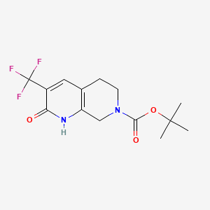 molecular formula C14H17F3N2O3 B15365540 Tert-butyl 2-hydroxy-3-(trifluoromethyl)-5,8-dihydro-1,7-naphthyridine-7(6H)-carboxylate 