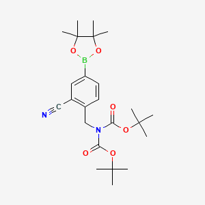 molecular formula C24H35BN2O6 B15365576 tert-Butyl (tert-butoxycarbonyl)(2-cyano-4-(4,4,5,5-tetramethyl-1,3,2-dioxaborolan-2-yl)benzyl)carbamate 